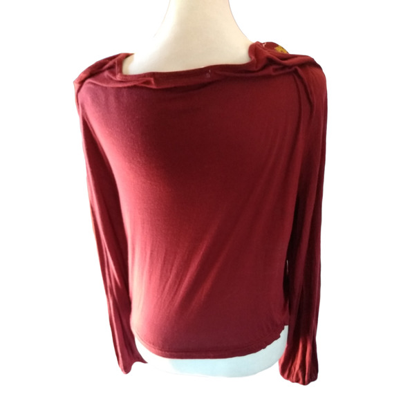 Boho Red Embroidered Peasant Crop Top Women’s S Festival Cottagecore Long Sleeve - Picture 6 of 10